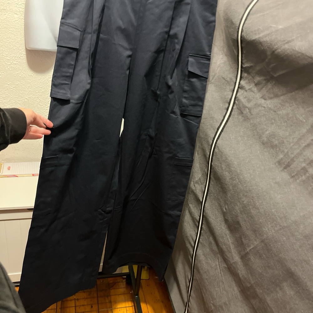 Pleated Trousers Wide leg navy blue